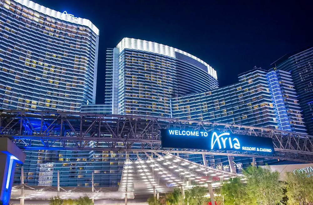 Las Vegas Strip FREE Walking Tour & Map (19 Must-See Stops!) 8 Aria Las Vegas on center Strip is ultra-modern