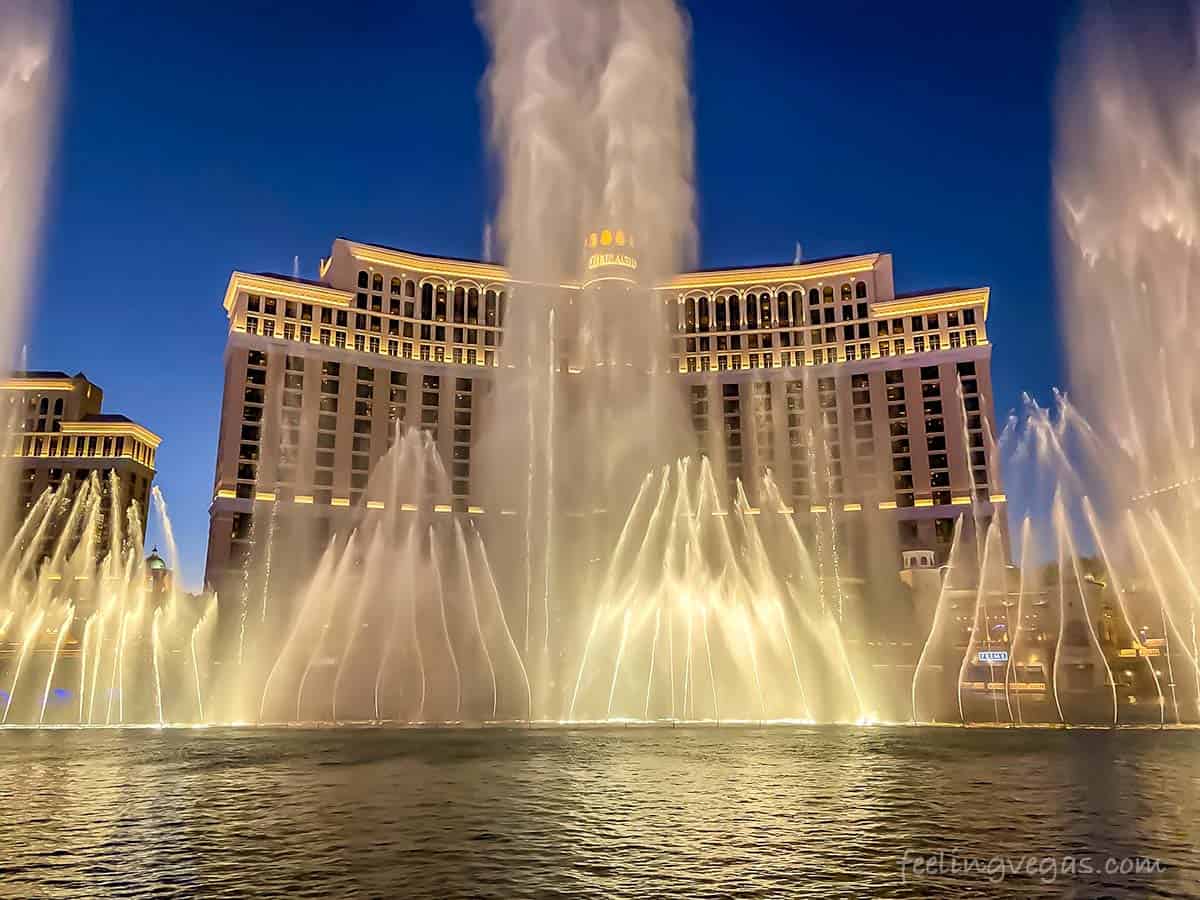 Do Bellagio Rooms Have...? (18 Things You Should Know) 2 View of Bellagio Hotel and fountains at night, Las Vegas