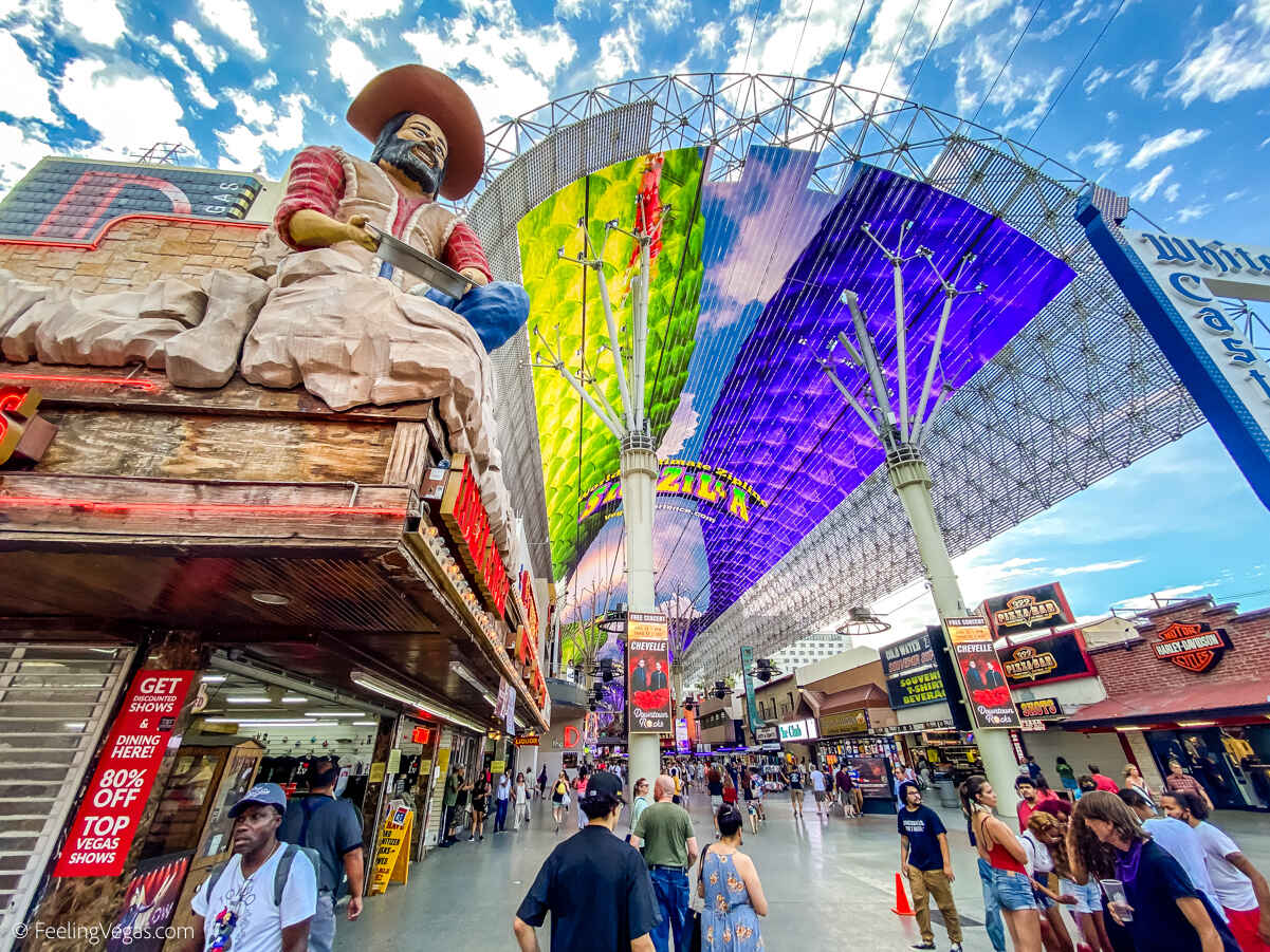 Should You Stay on the Strip in Vegas? (Strip vs. Off-Strip) 5 Fremont Street is an off-strip area full of hotels, attractions, and fun.